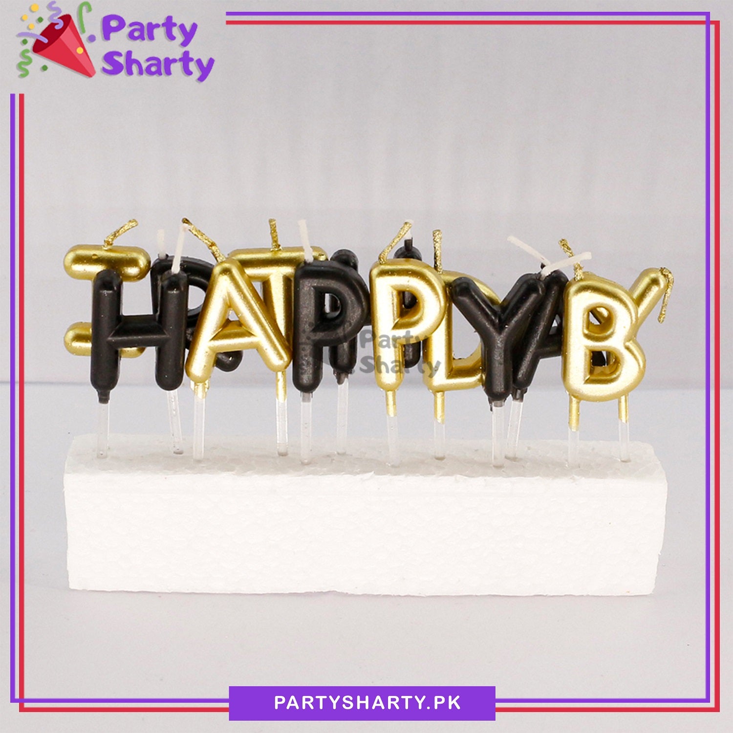 Golden & Black Happy Birthday Letter Candle for Birthday Cake and Celebration