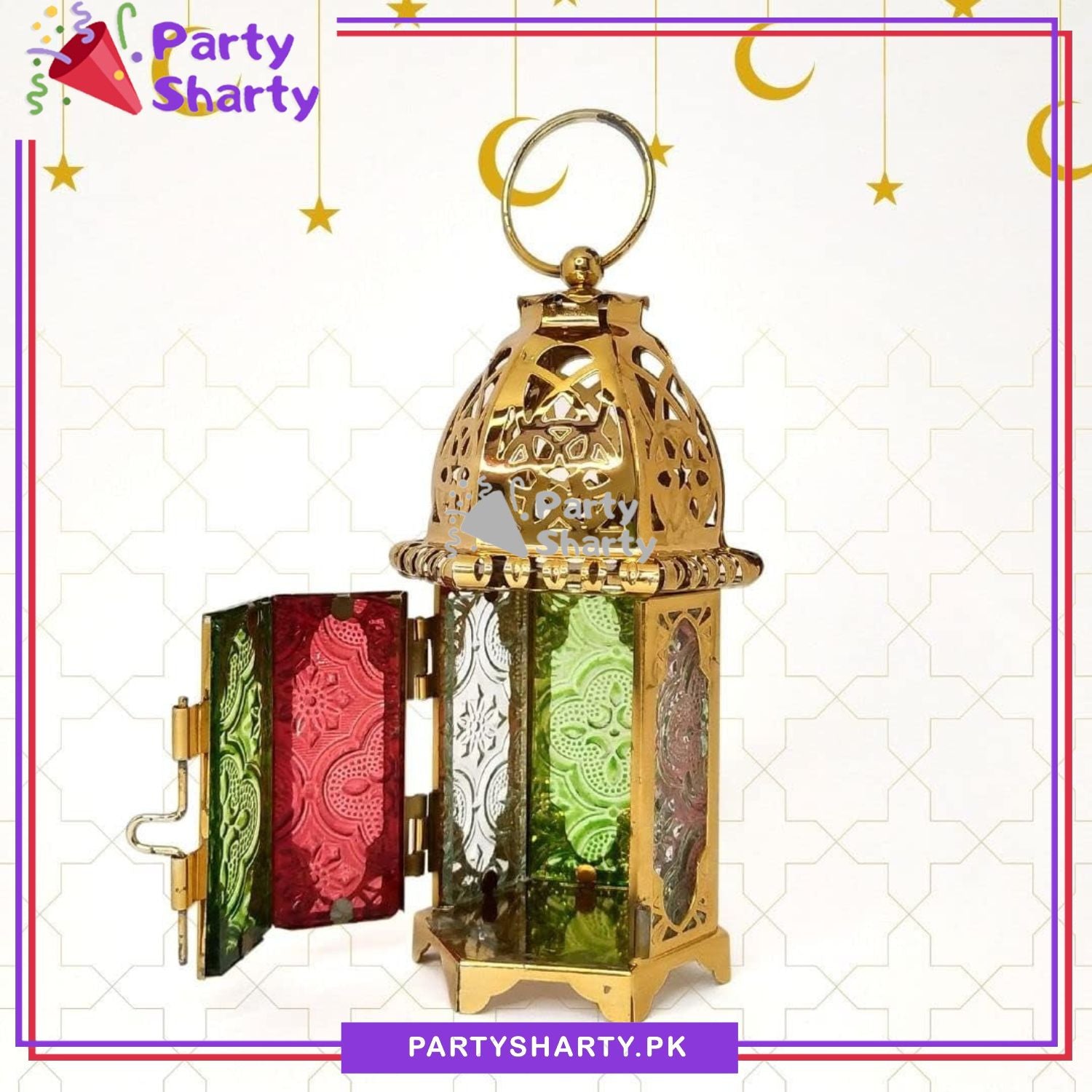 Golden Color Exquisite Metal Lantern Shaped Decorative Hanging Lantern for Tabletop Indoor & Outdoor Decor