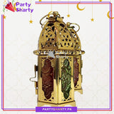 Golden Color Exquisite Metal Lantern Shaped Decorative Hanging Lantern for Tabletop Indoor & Outdoor Decor