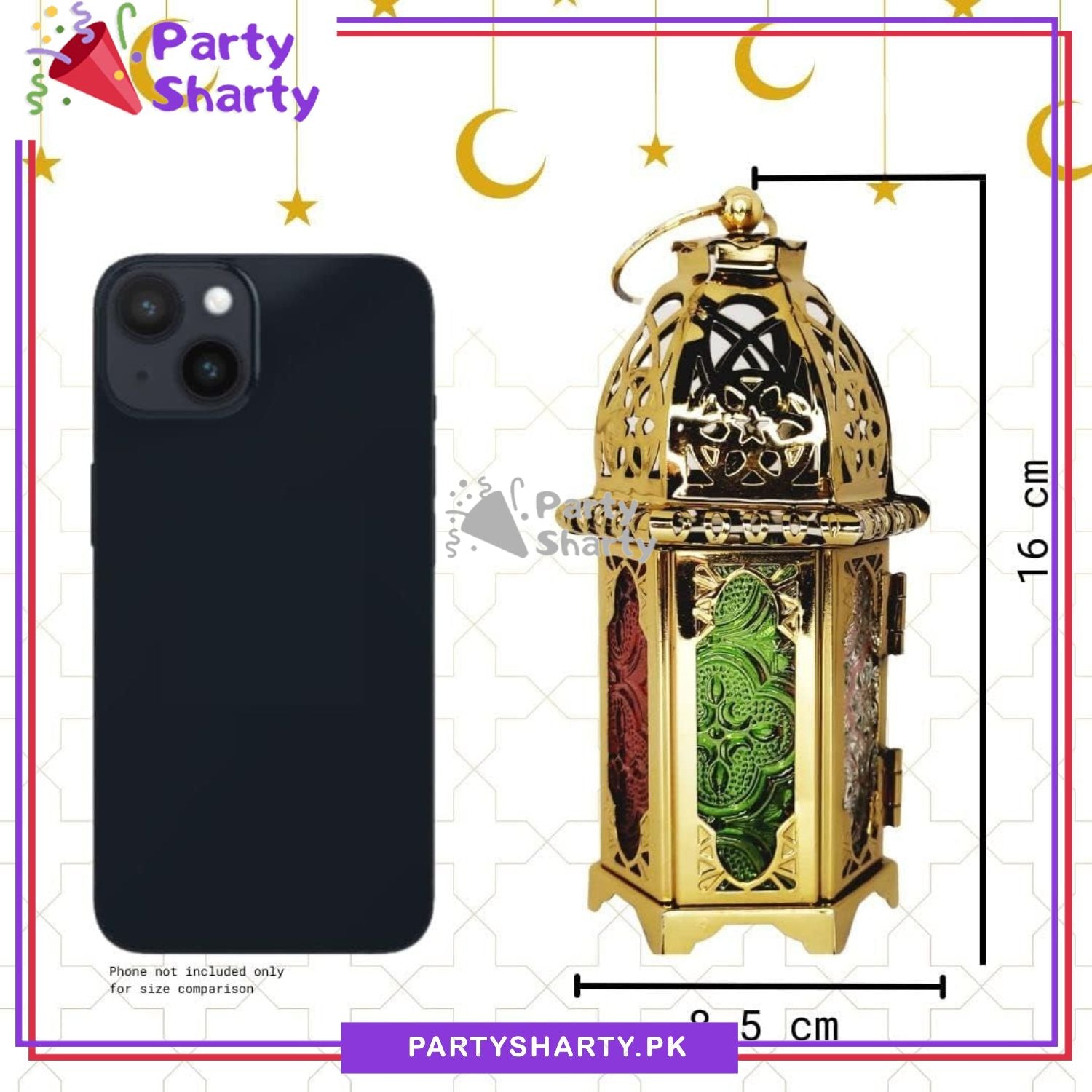 Golden Color Exquisite Metal Lantern Shaped Decorative Hanging Lantern for Tabletop Indoor & Outdoor Decor