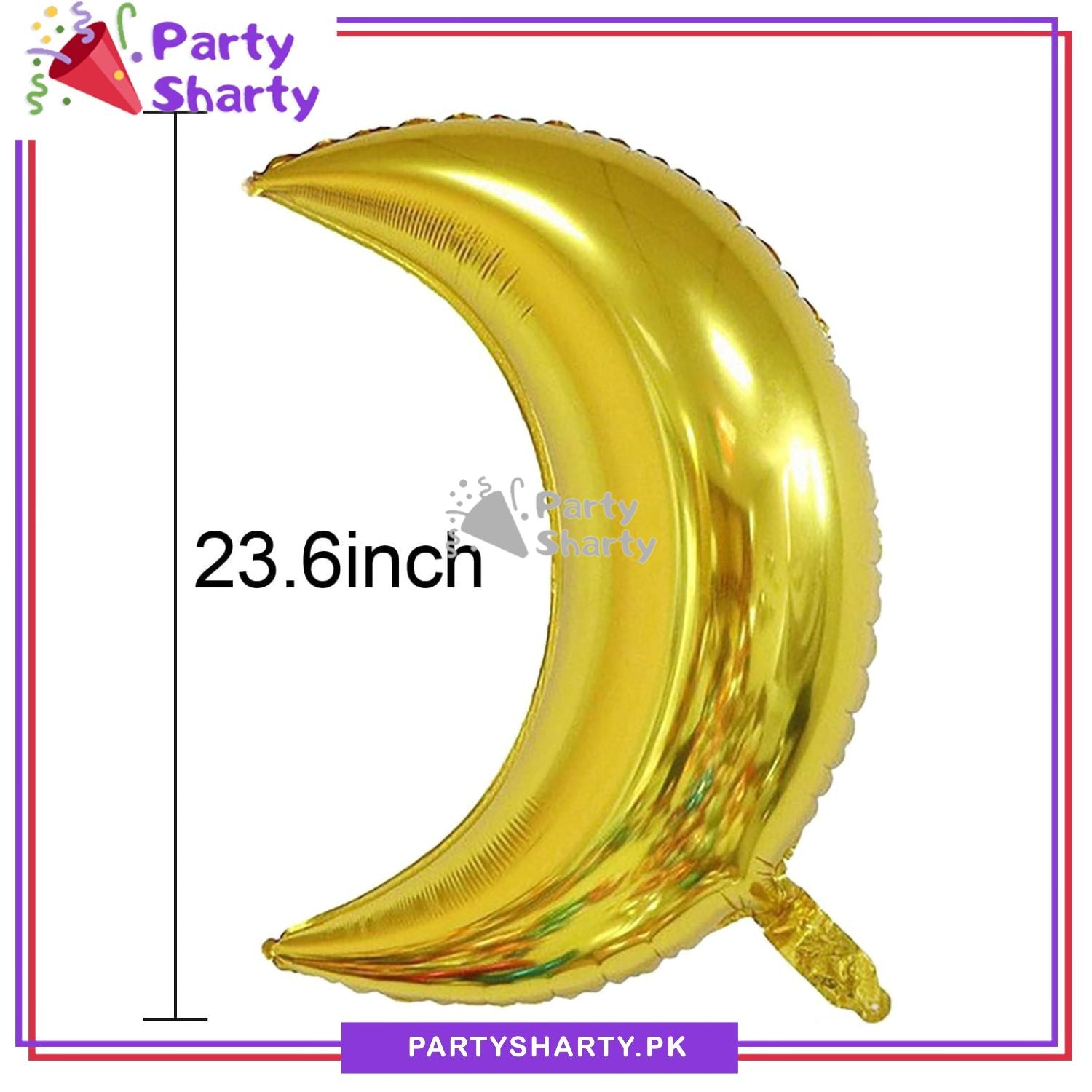 Golden Crescent Moon Foil Balloons For Ramadan & Eid Decorations