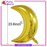Golden Crescent Moon Foil Balloons For Ramadan & Eid Decorations