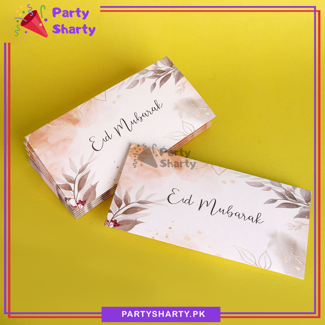 Golden Eid Mubarak Foil Printed Beautiful Eidi Envelopes (Pack 10) For Eid Celebration