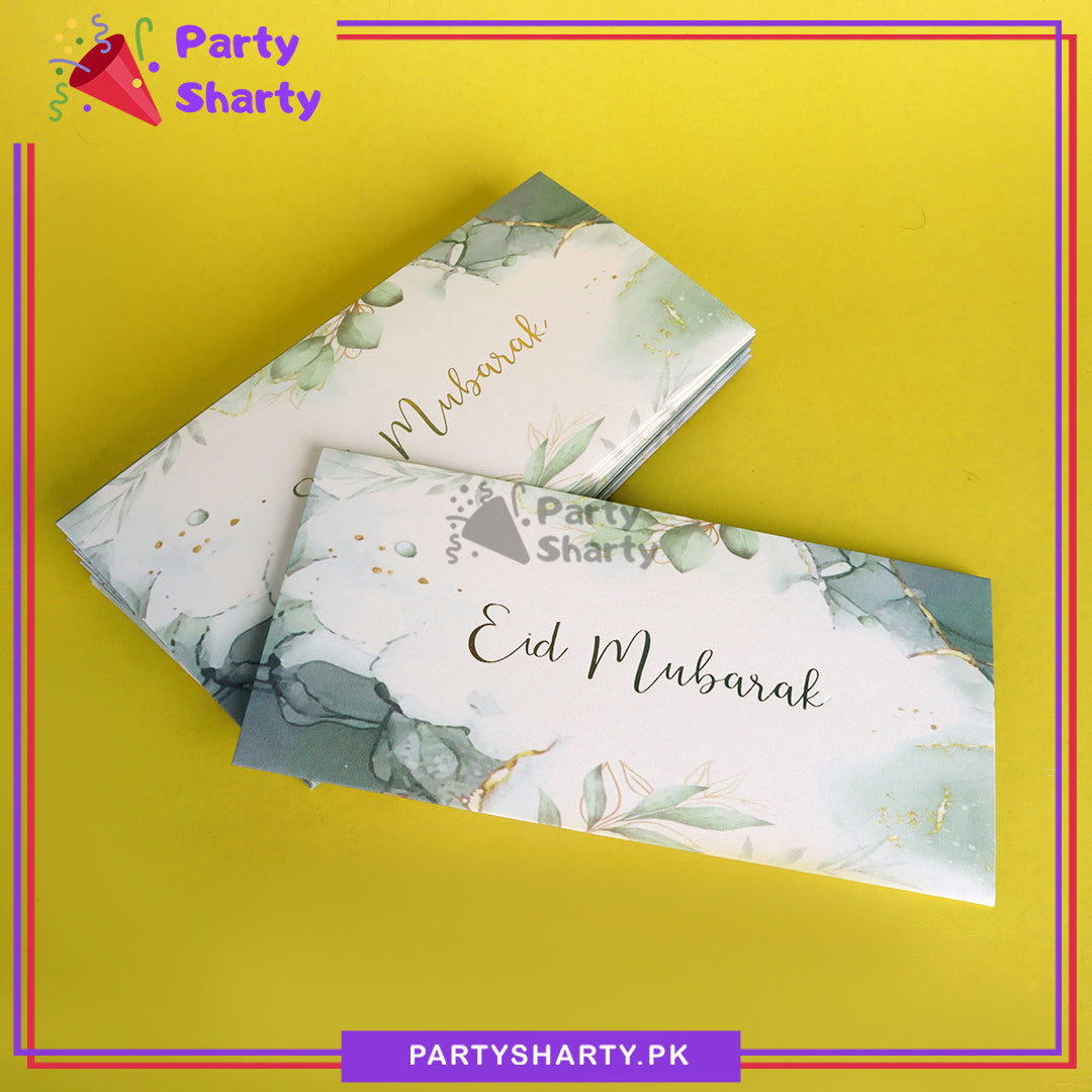 Golden Eid Mubarak Foil Printed Beautiful Eidi Envelopes (Pack 10) For Eid Celebration