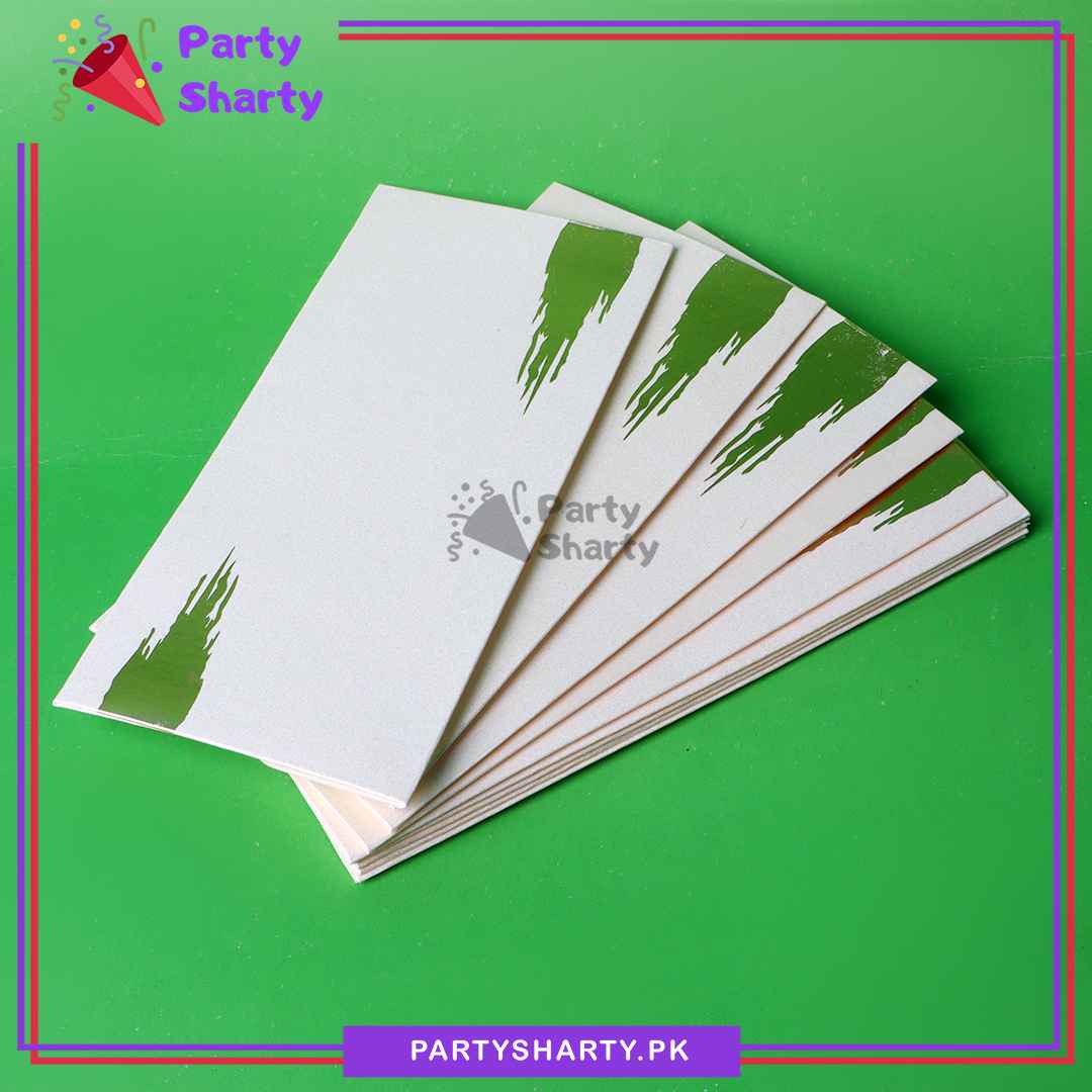 Golden Foil Print / Emboss Pearl White Fancy Envelopes / Folders (Branded), Ideal for Weddings, Engagements & Eidi. Branded Gift Envelopes. (Pack of 10)