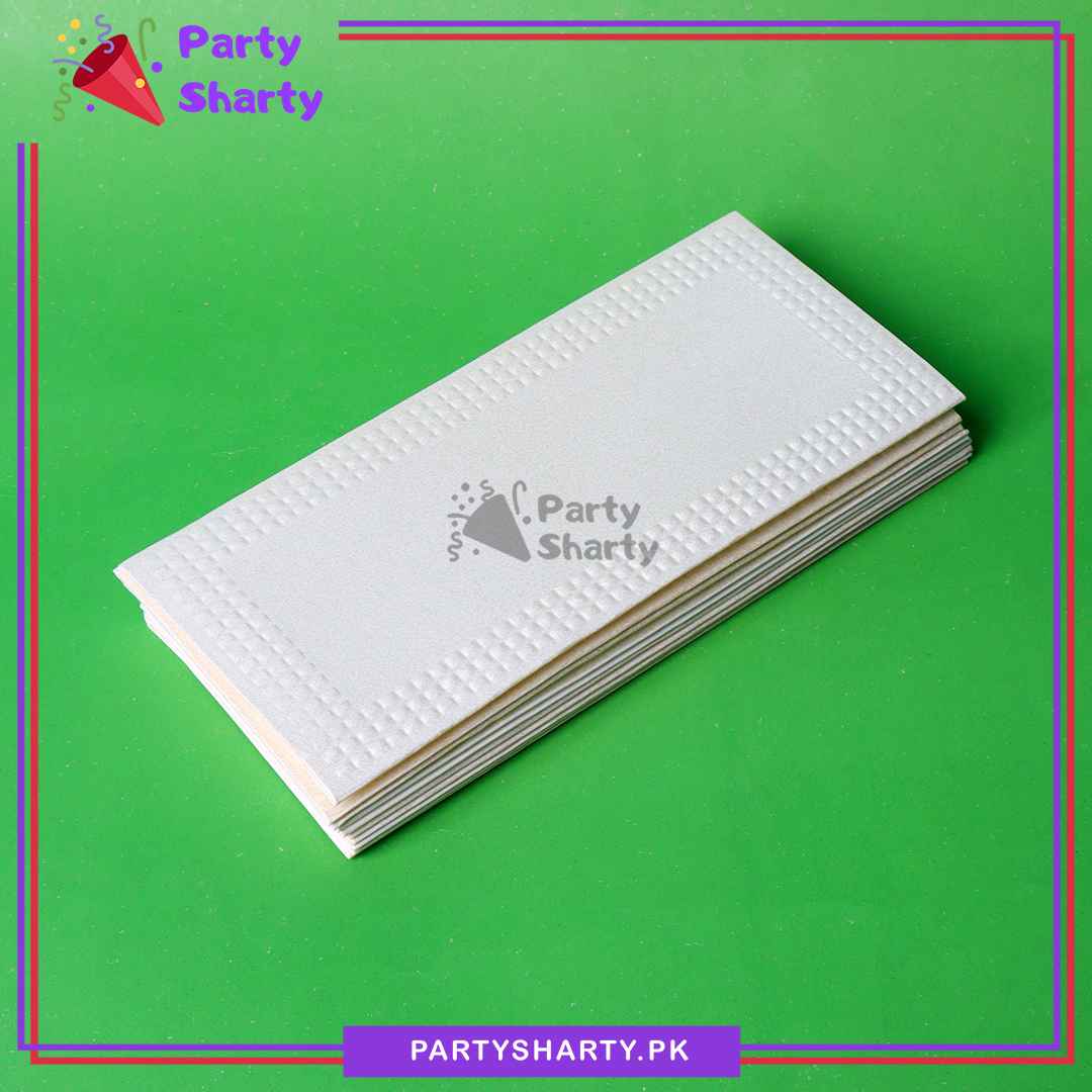 Golden Foil Print / Emboss Pearl White Fancy Envelopes / Folders (Branded), Ideal for Weddings, Engagements & Eidi. Branded Gift Envelopes. (Pack of 10)