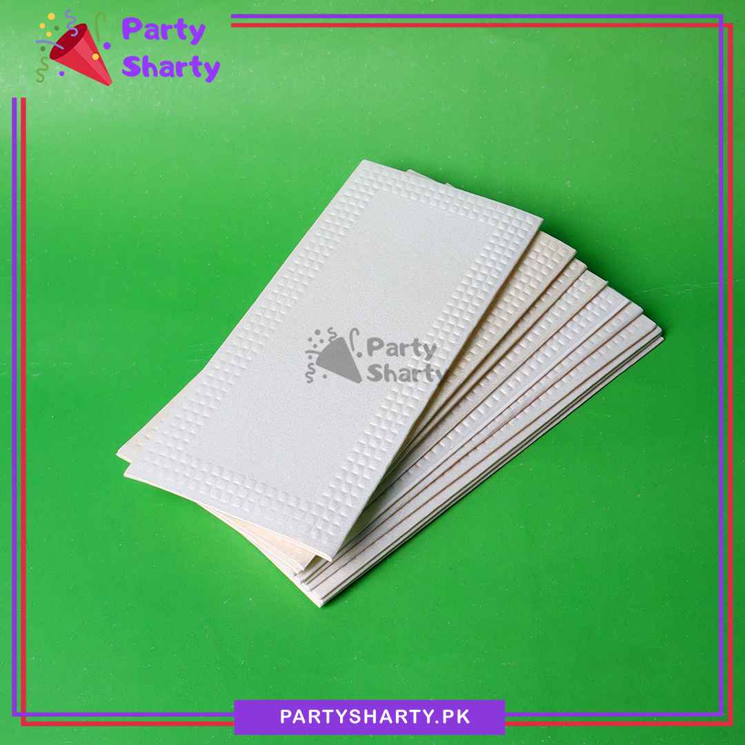 Golden Foil Print / Emboss Pearl White Fancy Envelopes / Folders (Branded), Ideal for Weddings, Engagements & Eidi. Branded Gift Envelopes. (Pack of 10)