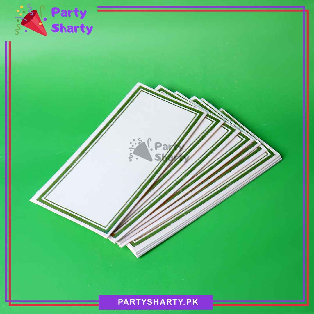 Golden Foil Print / Emboss Pearl White Fancy Envelopes / Folders (Branded), Ideal for Weddings, Engagements & Eidi. Branded Gift Envelopes. (Pack of 10)