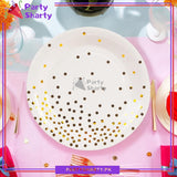 Large Golden Polka Dots Printed Paper Plates For Party Decoration and Celebration