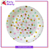 Large Golden Polka Dots Printed Paper Plates For Party Decoration and Celebration