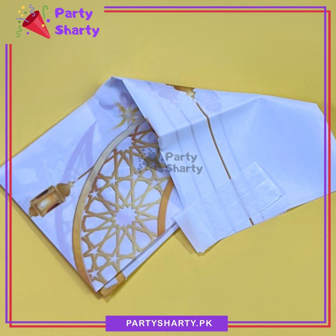 140x50cms Golden & White Eid Mubarak Table Runner For Eid Decoration & Celebration
