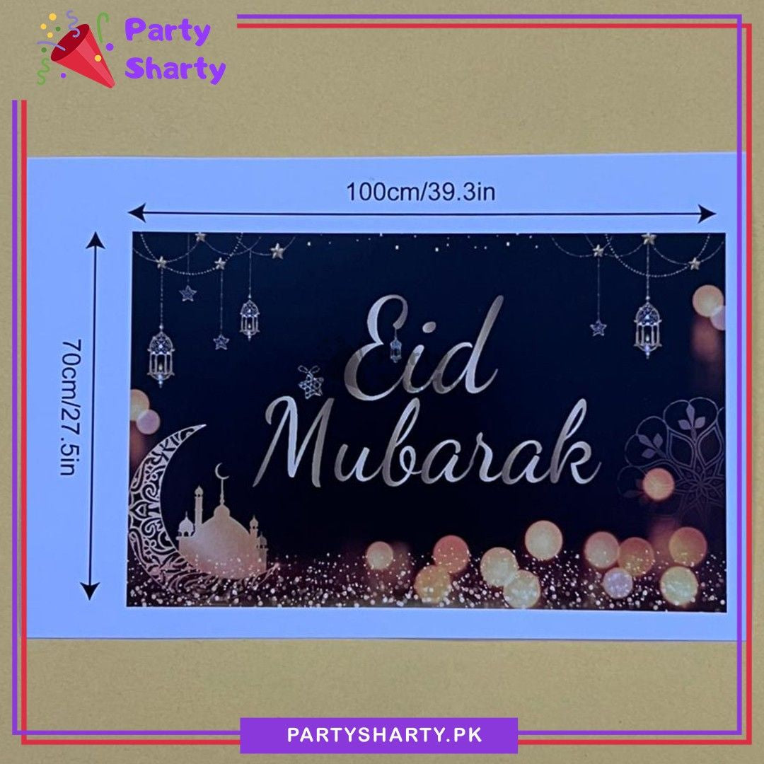 100x70cms Black & Golden Eid Mubarak Back Drop For Eid Decoration & Celebration