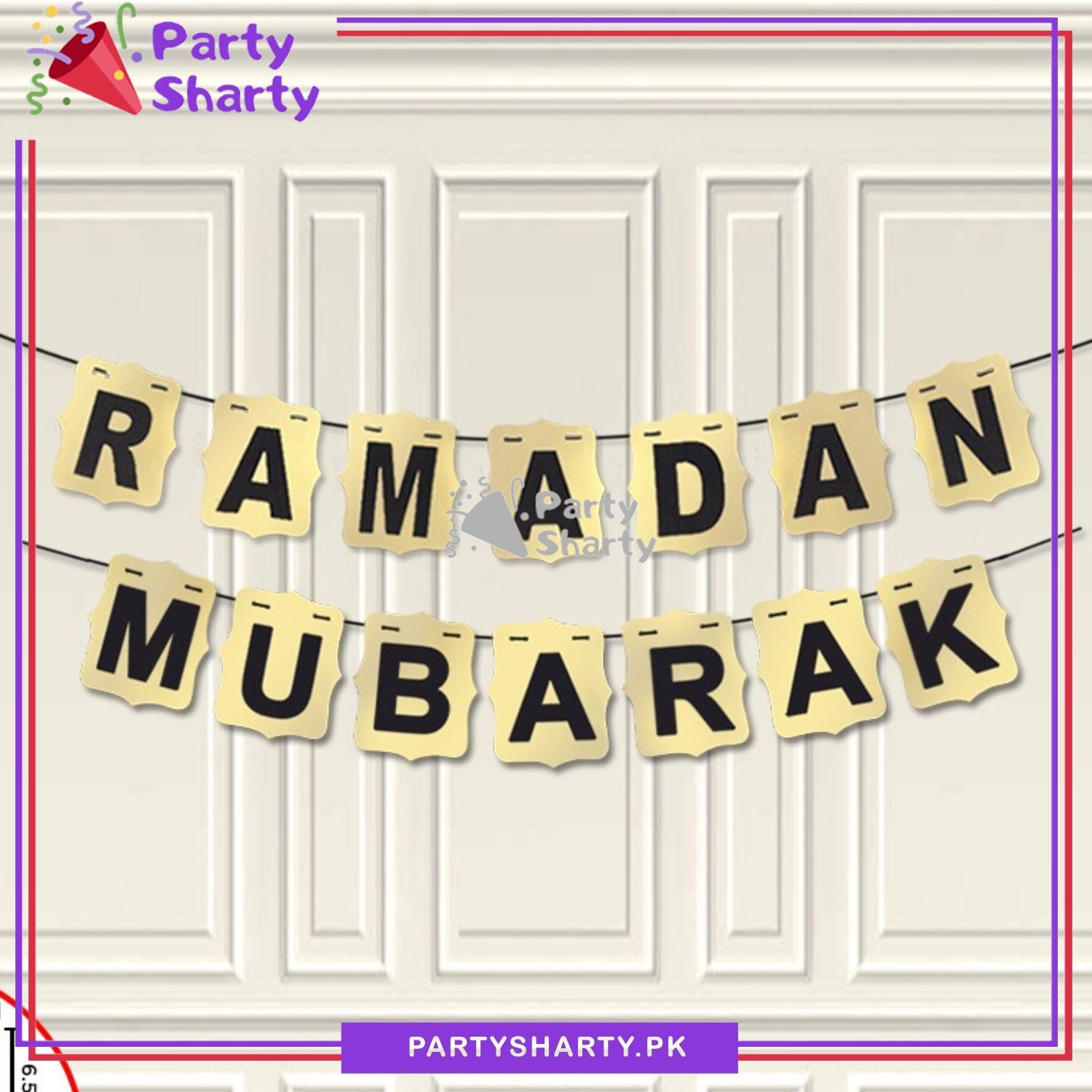 Golden with Black Ramadan Mubarak Banner For Ramadan Iftar Party Decoration and Celebration