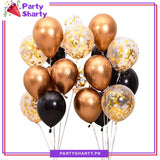 Golden and Black Metallic Balloons with Confetti Filled Latex Balloons Set (20 pcs)