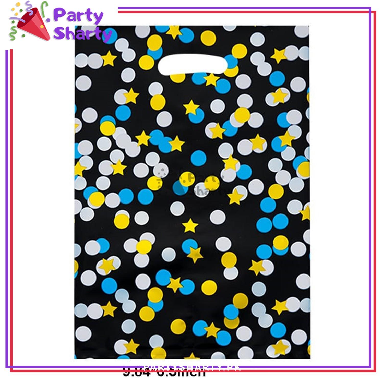 Metallic Color with Golden Dots and Star Printed Plastic Goody Bags / Loot Bags For Party Decoration and Celebration