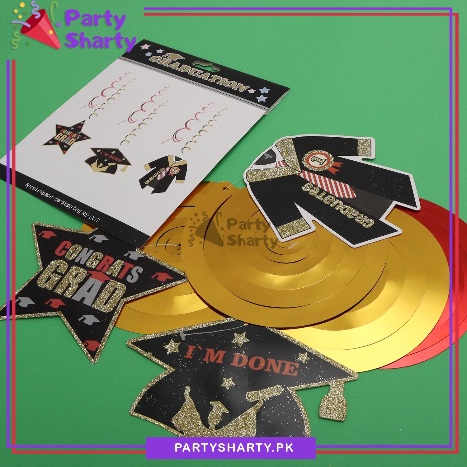 Graduation Theme Swirls (Pack of 6) For Graduation Party and Decoration