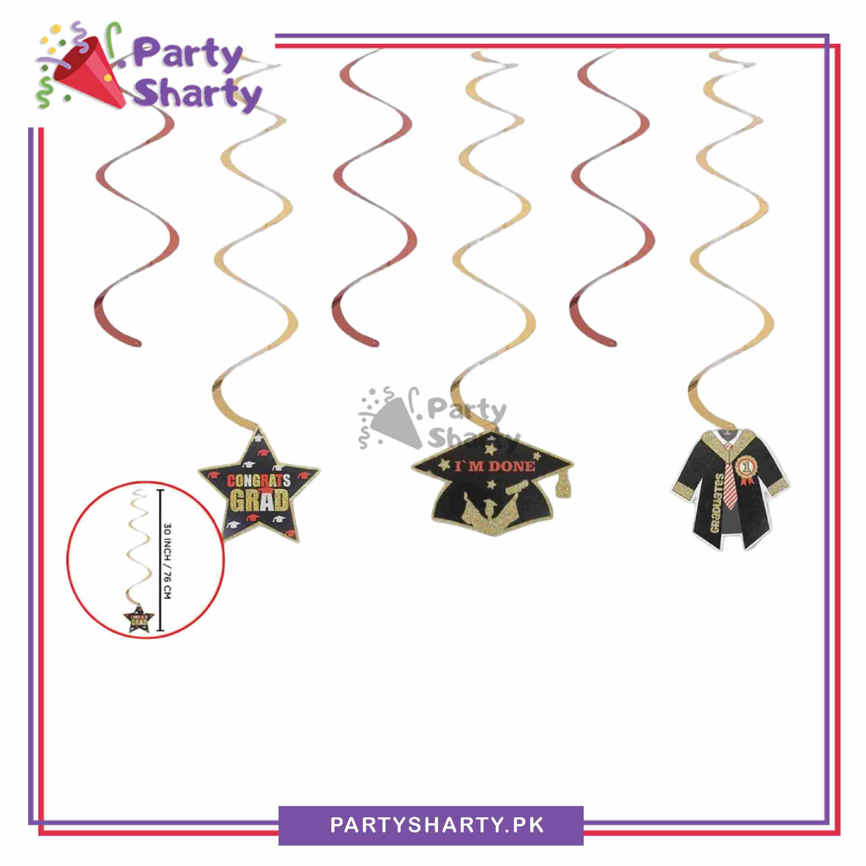 Graduation Theme Swirls (Pack of 6) For Graduation Party and Decoration