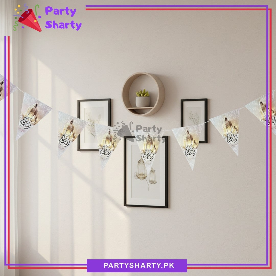 Gray Ramadan Kareem Party Flags Pack of 10 For Ramadan Decoration