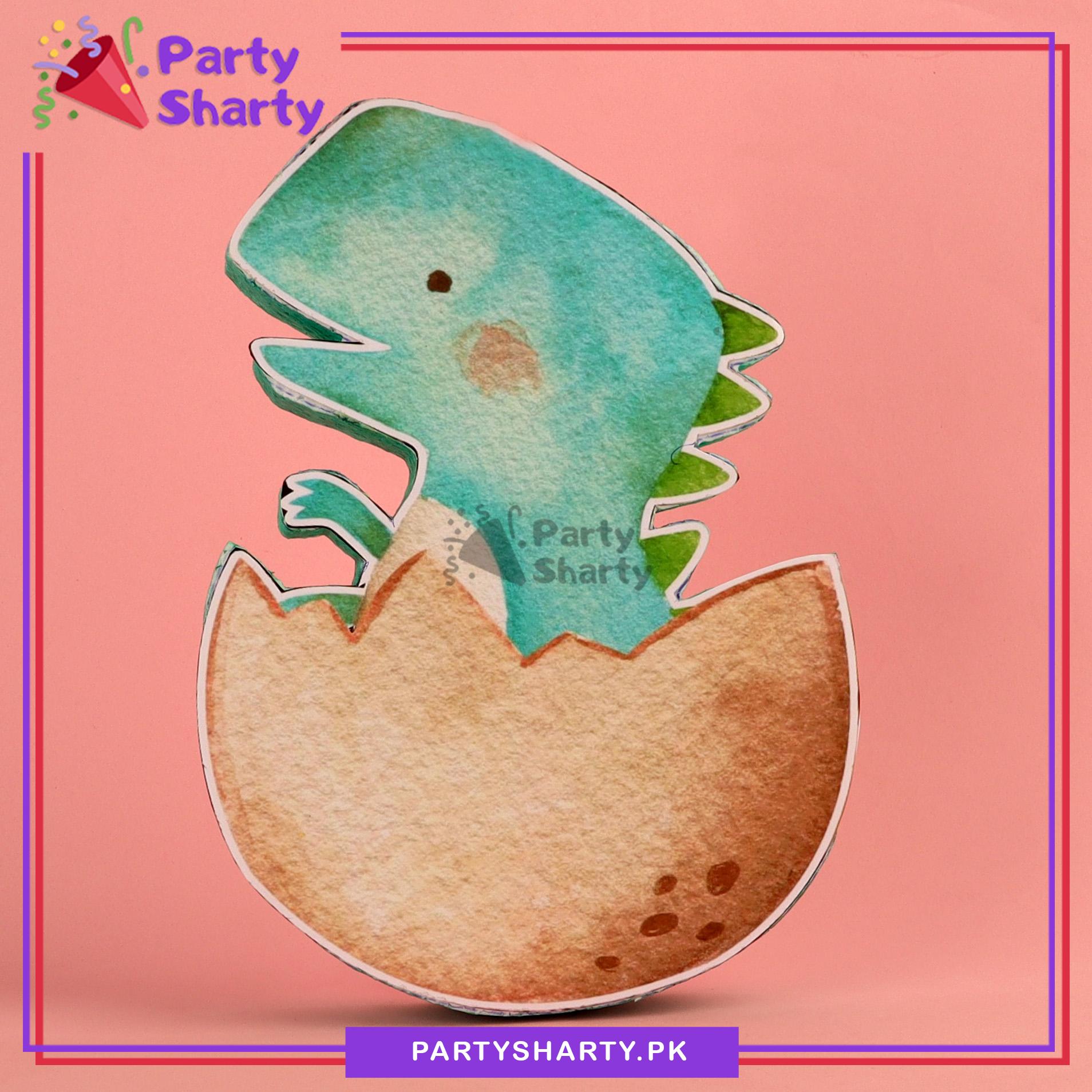 T-Rex Dinosaur Character in Egg Thermocol Standee For Dinosaur/Dragon Theme Based Birthday Celebration and Party Decoration