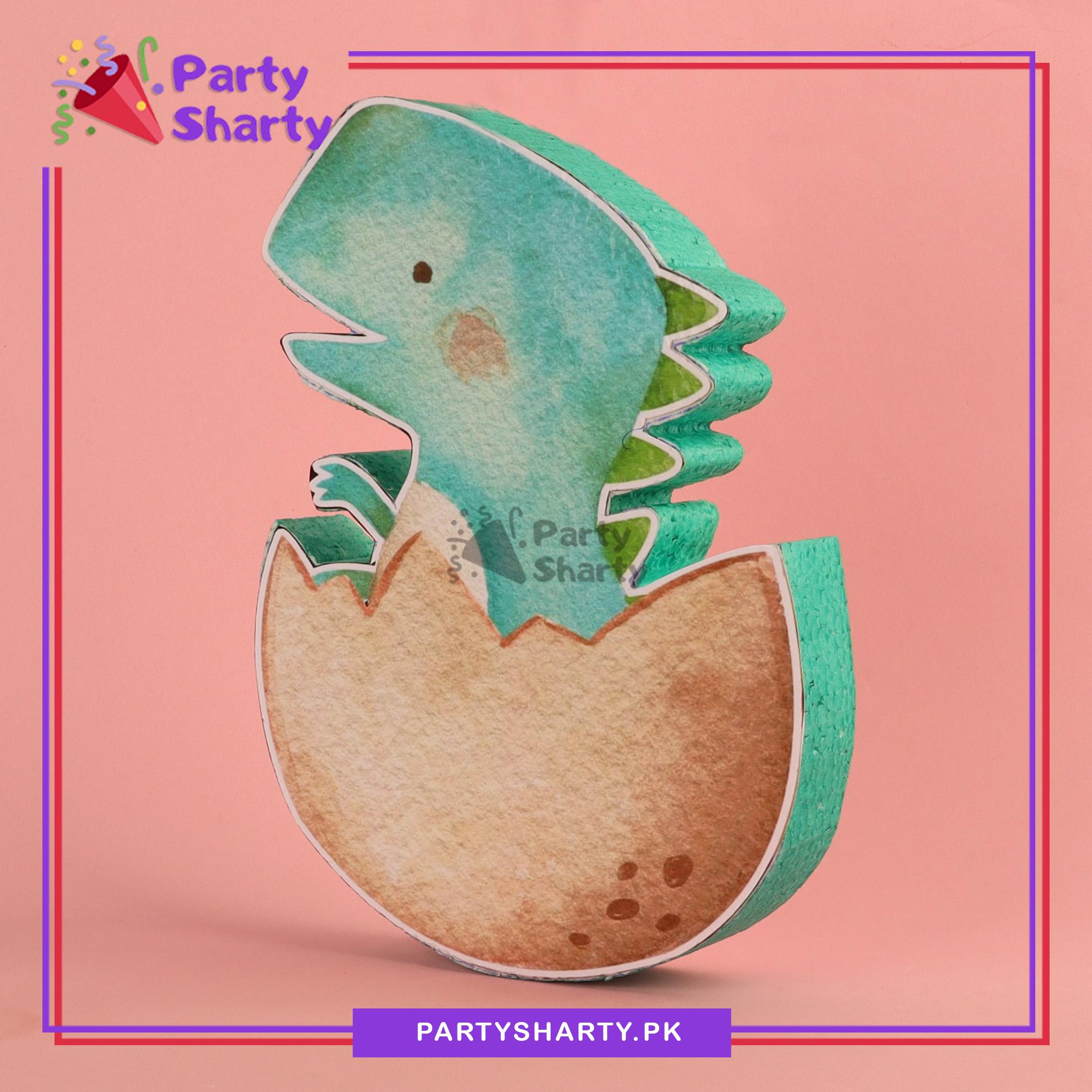 T-Rex Dinosaur Character in Egg Thermocol Standee For Dinosaur/Dragon Theme Based Birthday Celebration and Party Decoration