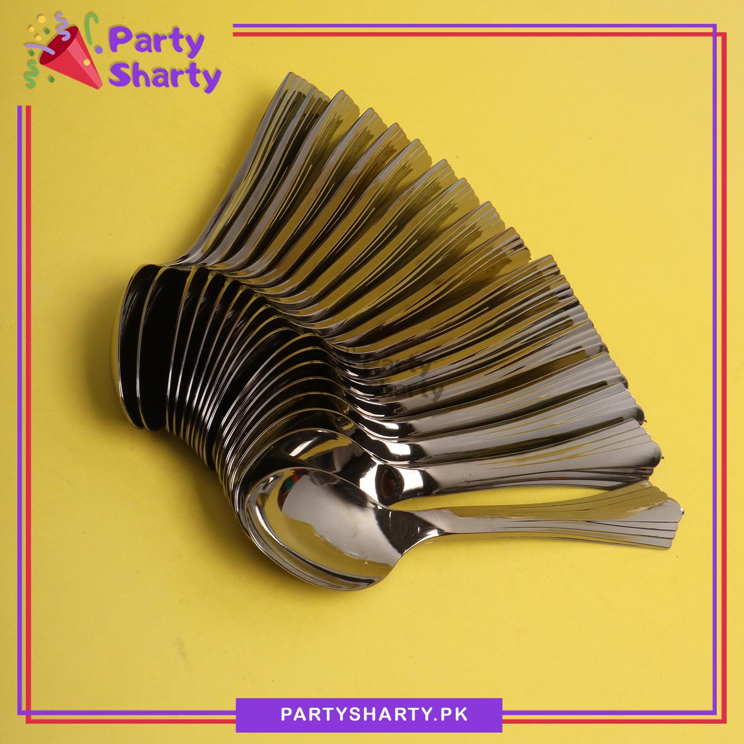 Grey Silver Classic Heavy Duty Plastic Silverware 18pcs/Set (Spoon / Fork) For Birthday, Anniversary, Wedding Party Decoration and Celebration