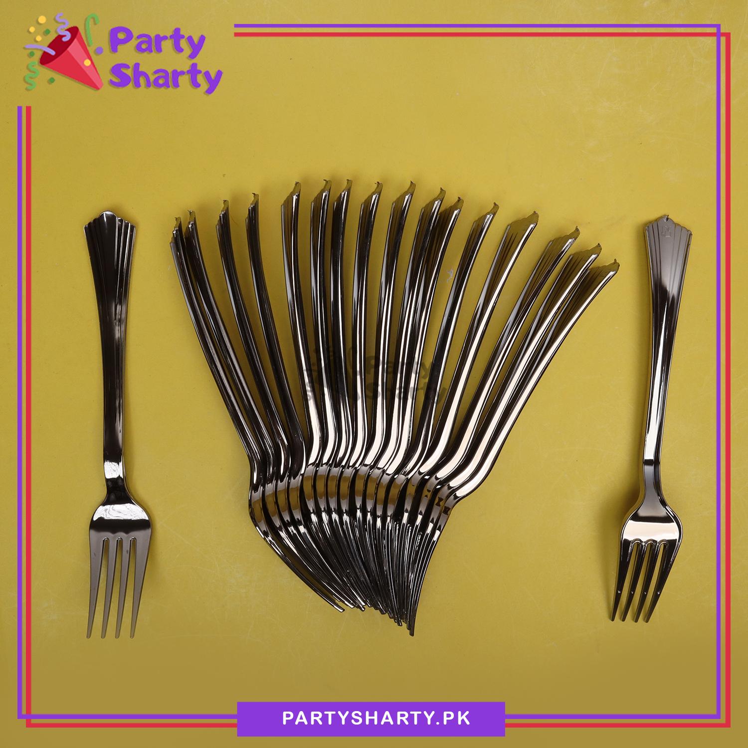 Grey Silver Classic Heavy Duty Plastic Silverware 18pcs/Set (Spoon / Fork) For Birthday, Anniversary, Wedding Party Decoration and Celebration