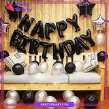 Happy Birthday Black & Silver Theme Set For Birthday Decoration and Celebrations