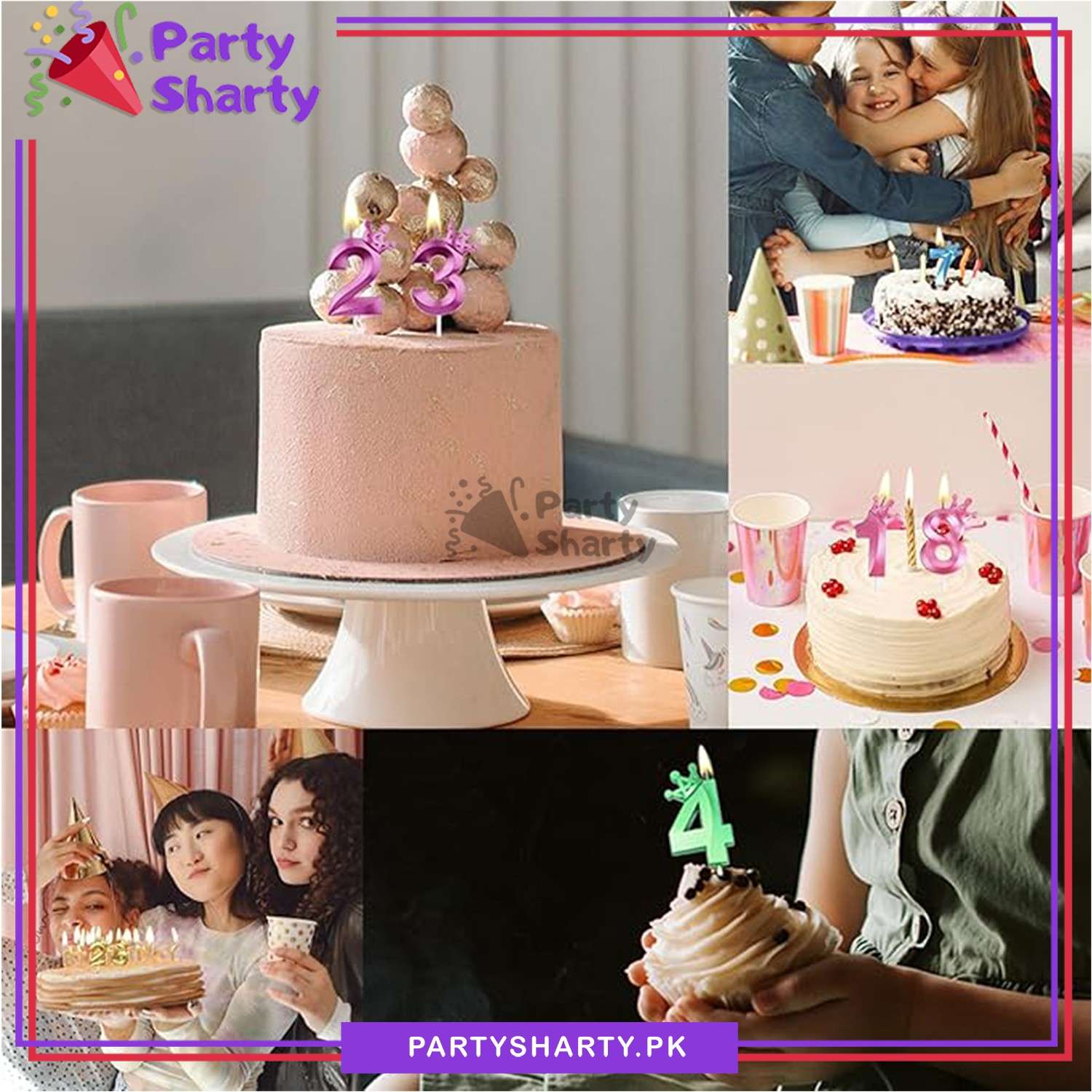 Pink Number Candle Crown Style For Party Decoration & Celebration