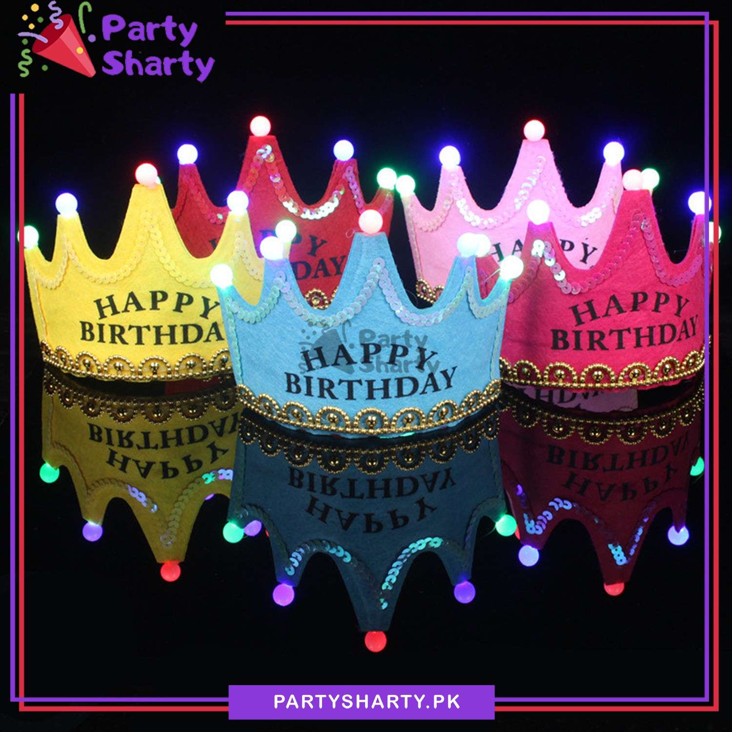 LED Light Up Birthday Hat Happy Birthday Crown Cap Headband For Birthday Party Decoration