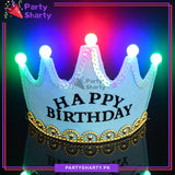 LED Light Up Birthday Hat Happy Birthday Crown Cap Headband For Birthday Party Decoration