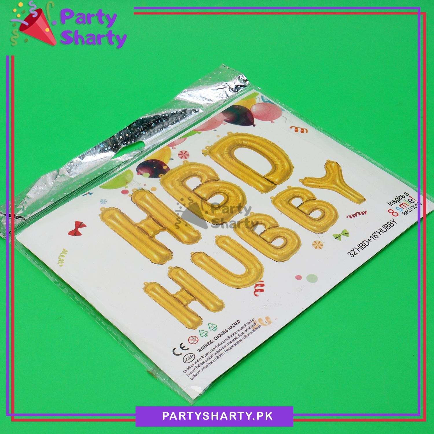 HBD Hubby Foil Balloon Banner For Husband Birthday Decoration & Celebration