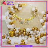 Happy Birthday Golden & White Theme Set For Birthday Party and Event Decoration