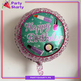 Happy Birthday Cosmetic / Makeup Design Round Shaped Foil Balloon For Birthday Party Decoration and Celebration