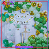 Happy Birthday Green & White Theme Set For Theme Based Birthday Decoration & Celebration