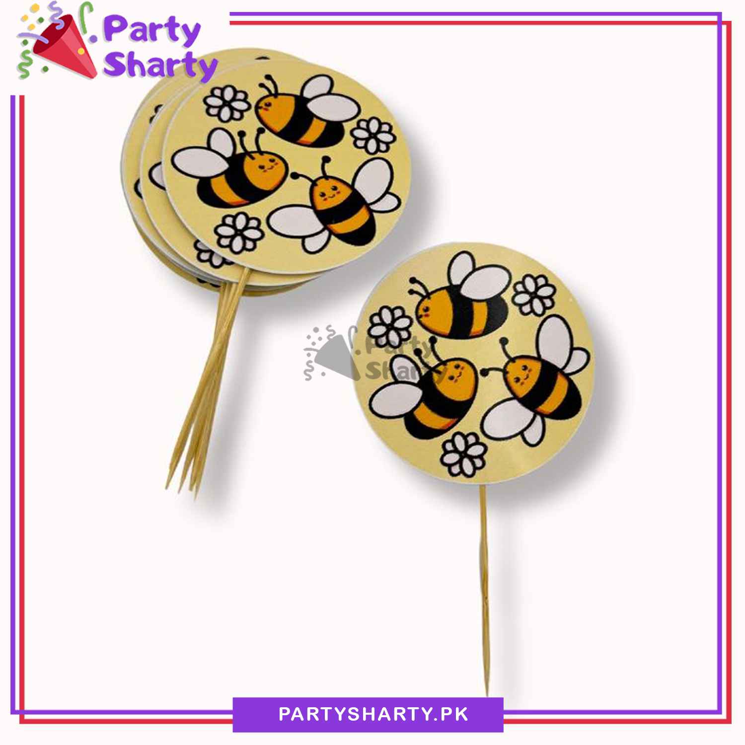 Honey Bee Theme Cup Cake Topper For Honey Bee Birthday Theme Party and Decoration
