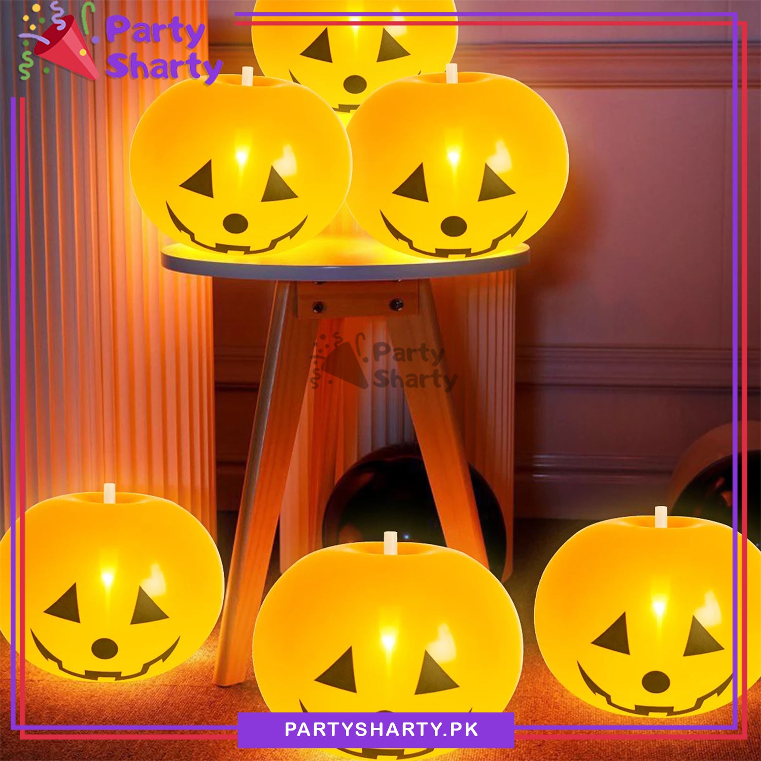 5Pcs/Set LED Pumpkin Light-Up Balloons For Halloween Party Decorations and Celebrations