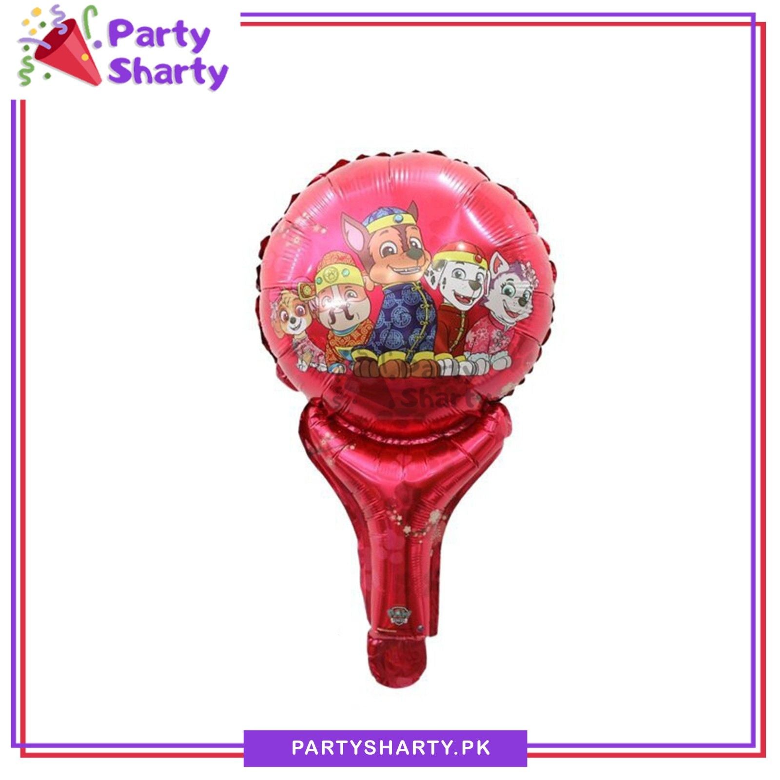 Hand Holding Paw Patrol Foil Balloon for Paw Patrol Theme Decoration