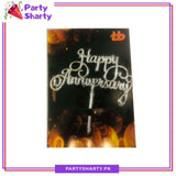 D-2 Happy Anniversary Simple Plastic Cake Topper for Anniversary Celebration