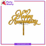 Happy Anniversary with Heart Design Plastic Cake Topper for Anniversary Celebration