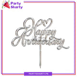 Happy Anniversary with Heart Design Plastic Cake Topper for Anniversary Celebration