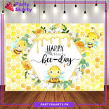 Honey Bee Theme Happy Bee Day Panaflex backdrop For Theme Based Birthday Decoration and Celebration