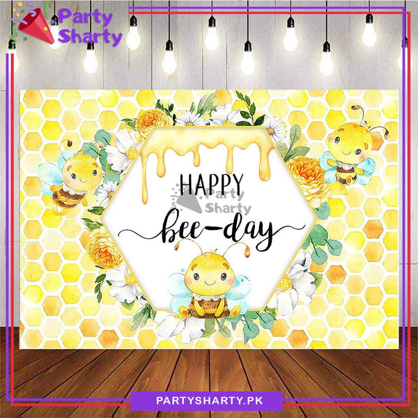 Honey Bee Theme Happy Bee Day Panaflex Backdrop For Theme Based Birthd