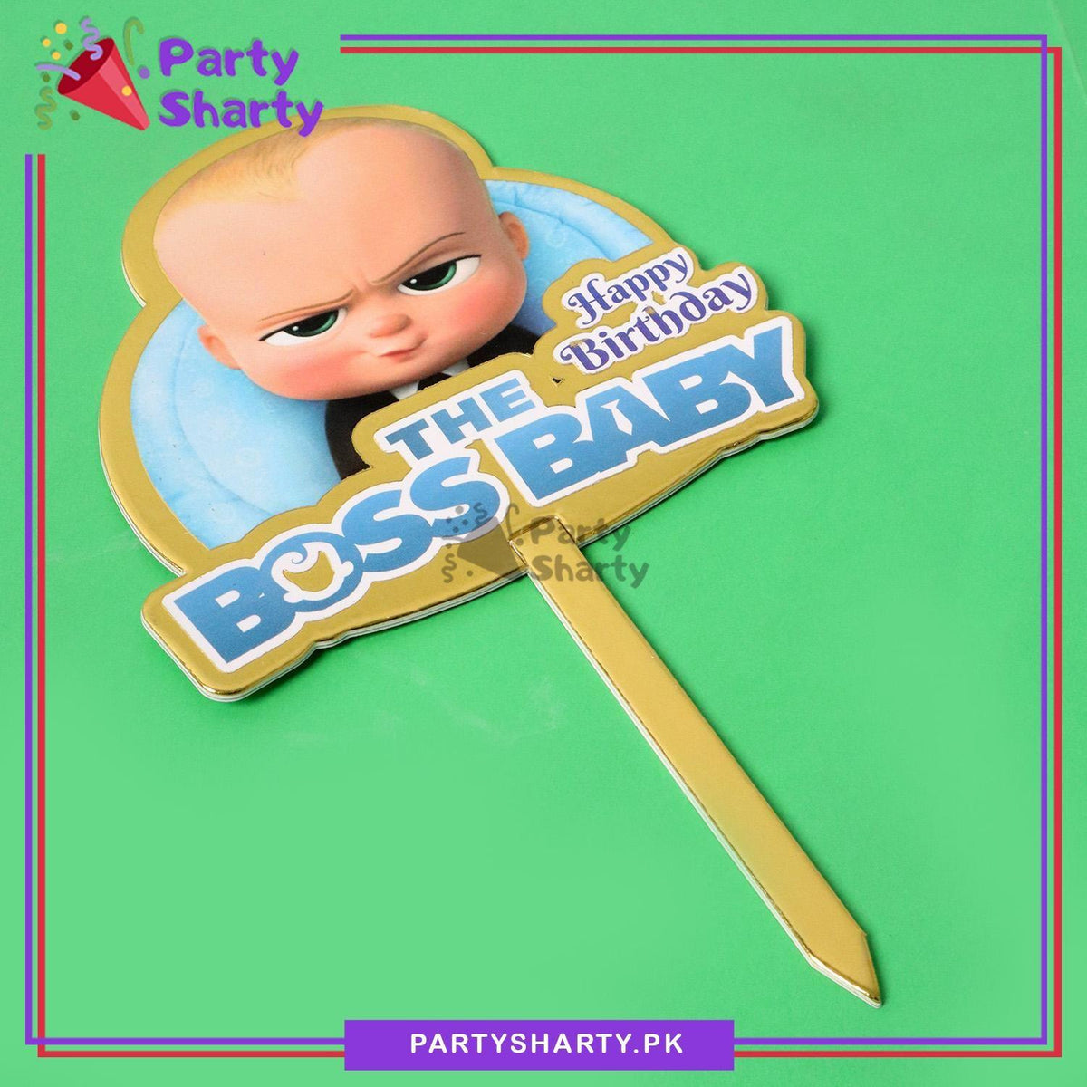 Farty Sharty D-2 The Boss Baby Theme Happy Birthday Card Board Material Cake Topper ...