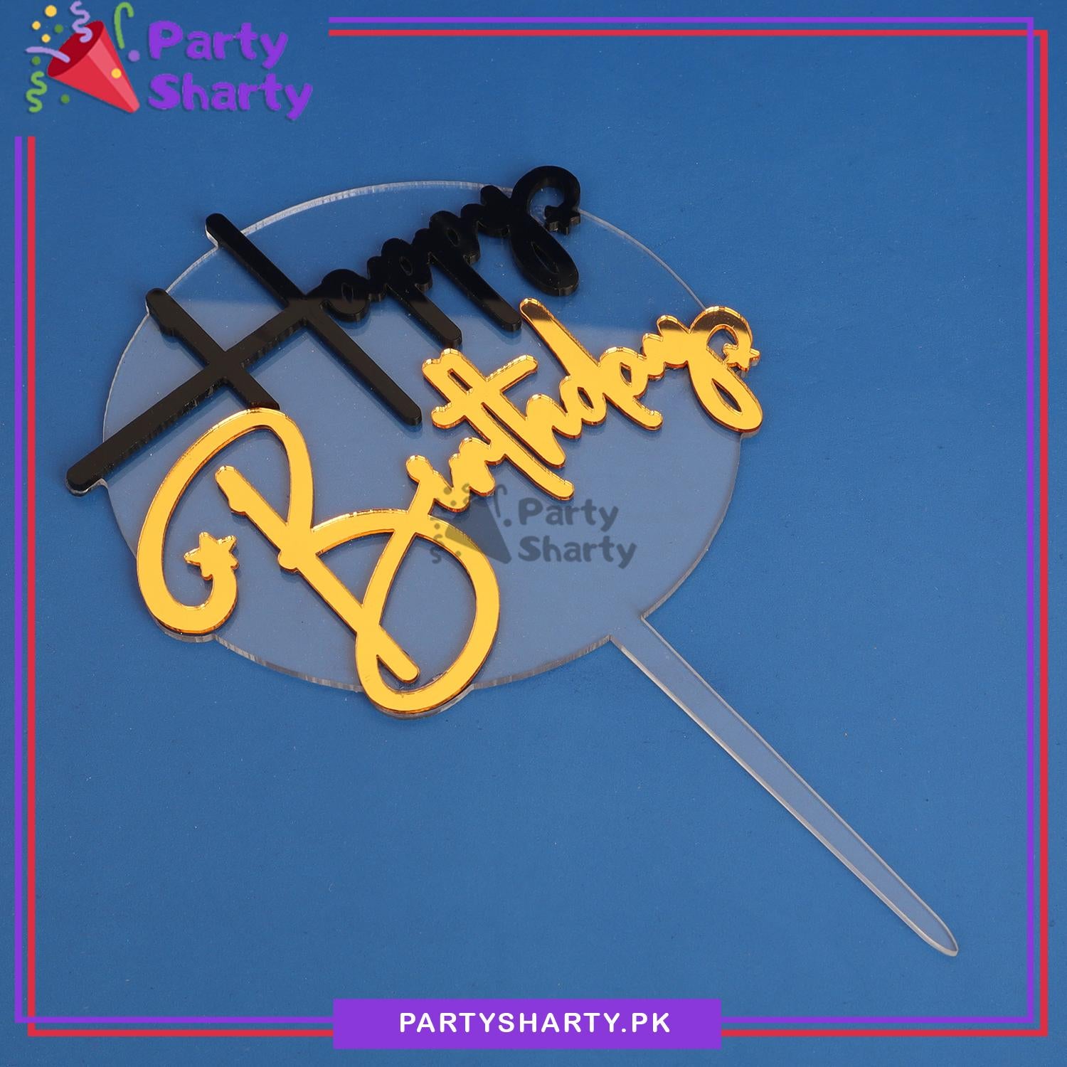 Golden & Black Happy Birthday Double Layer Acrylic Cake Topper for Birthday Celebration