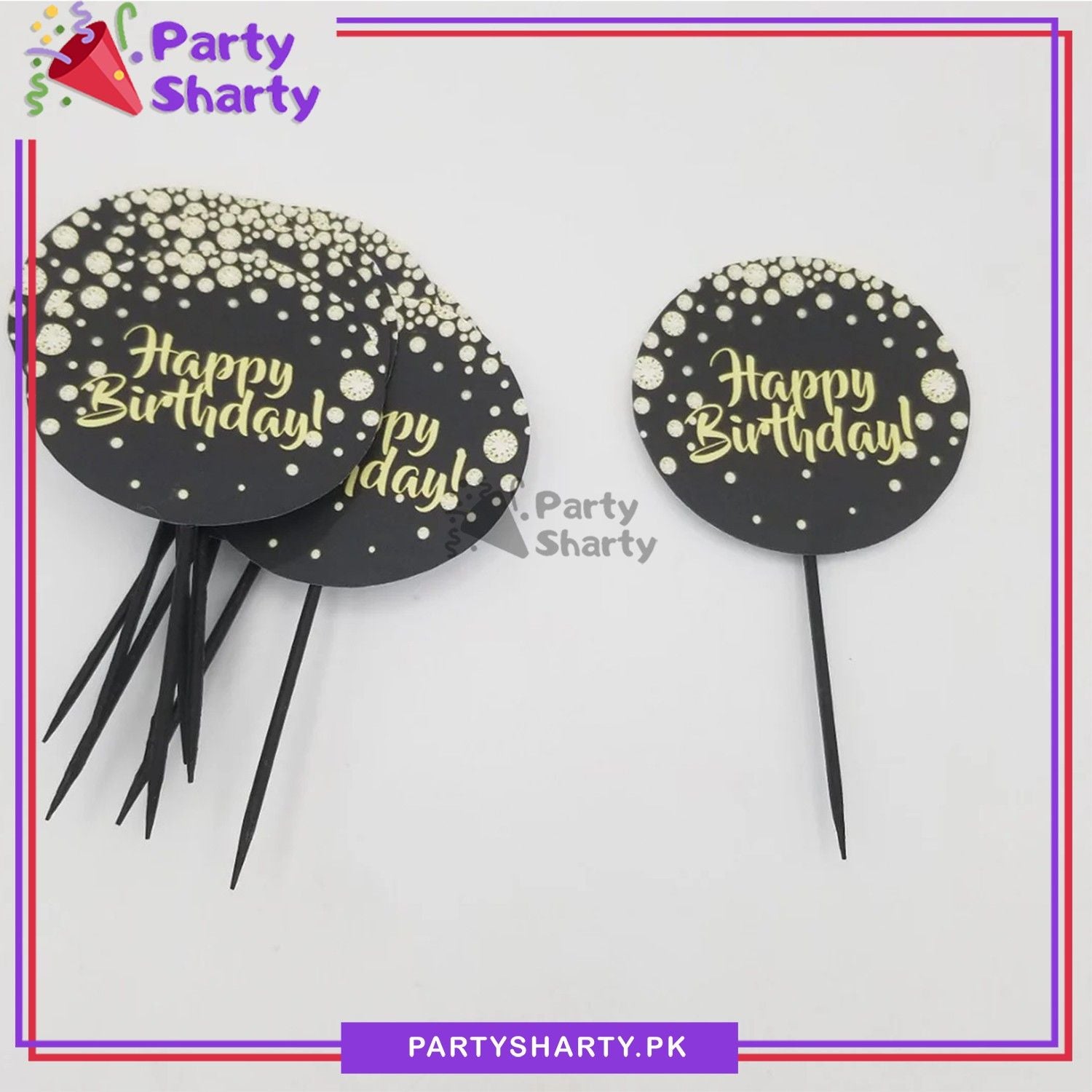 Happy Birthday Cup Cake Topper for Party and Decoration