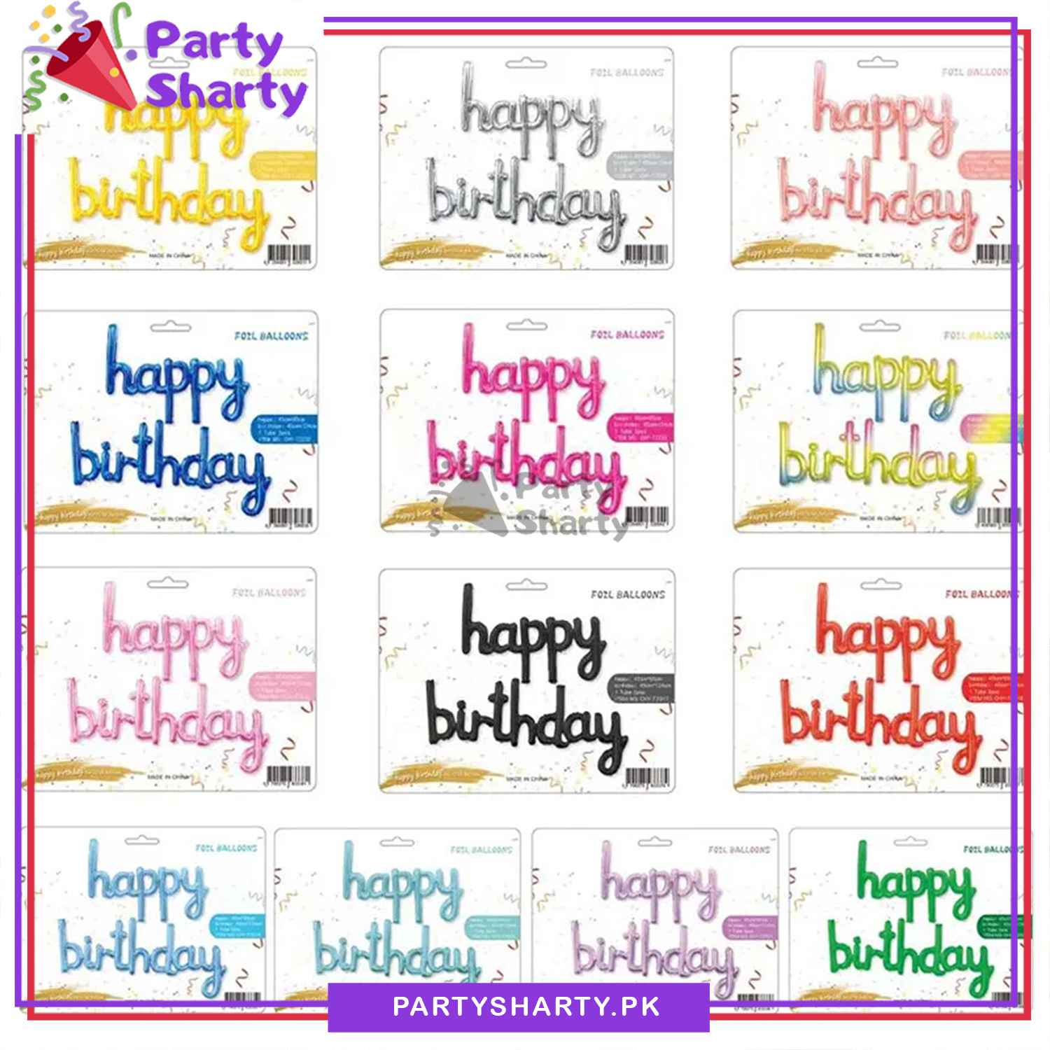Happy Birthday Scripted Foil Banner For Birthday Party Theme Decoration And Celebration