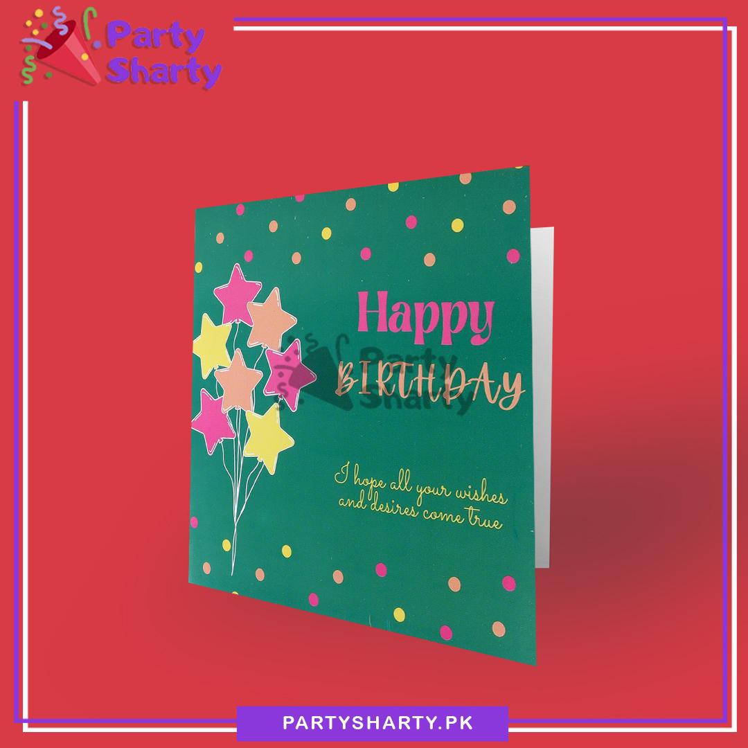 Happy Birthday Colorful Star & Dots Design Greeting Card