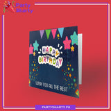 Happy Birthday Colorful Flag, Star & Dots Design Greeting Card