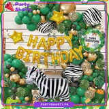 69pcs Happy Birthday Golden with Zebra Foil Balloon Set For Jungle / Safari Theme Decoration