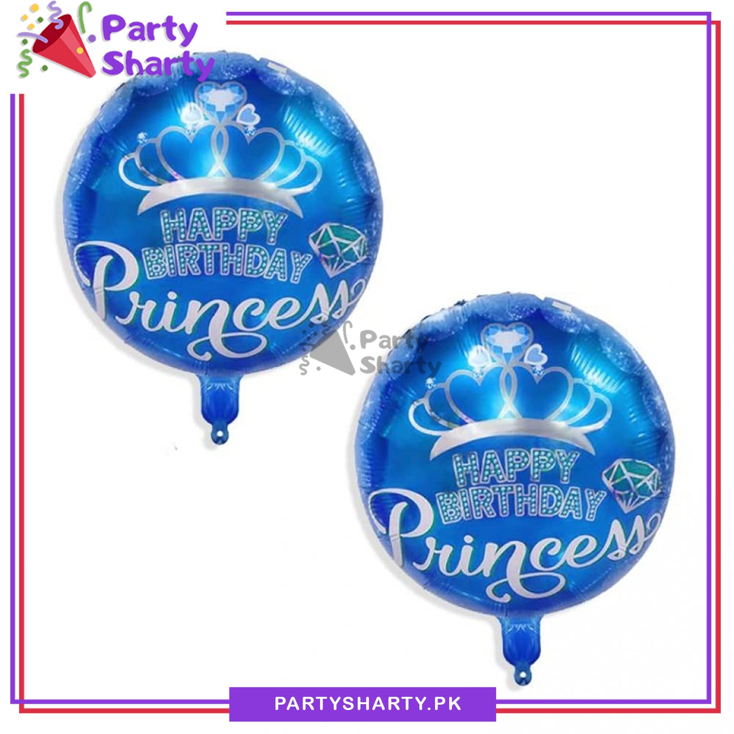 Happy Birthday Princess Crown Round Shaped Foil Balloon For Royal Princess Birthday Party Decoration